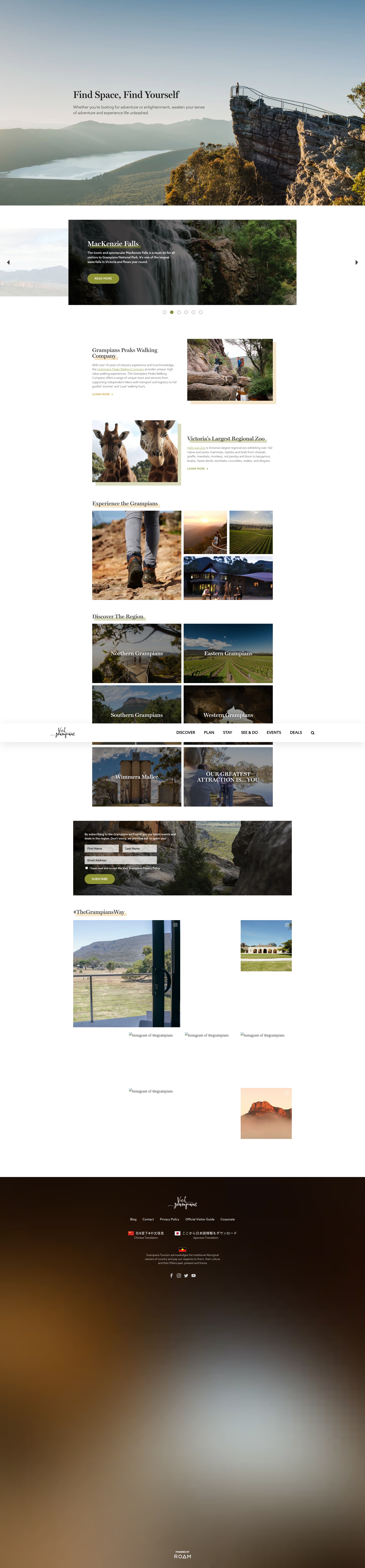Screenshot of www.visitgrampians.com.au