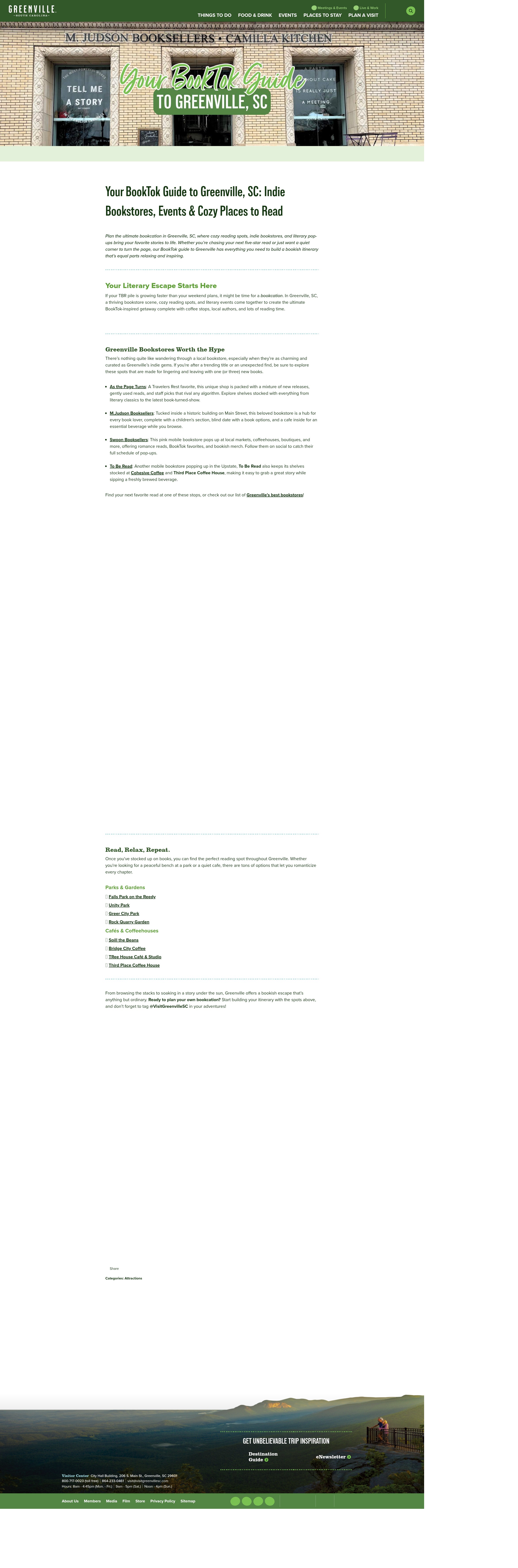 Screenshot of www.visitgreenvillesc.com
