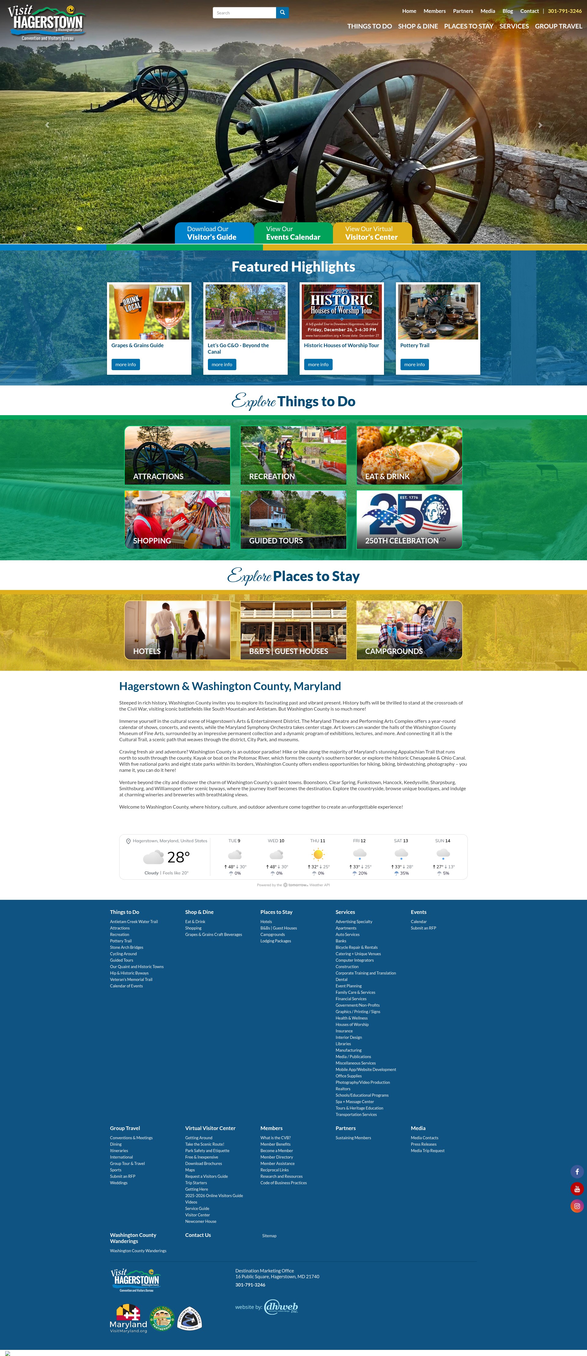 Screenshot of www.visithagerstown.com