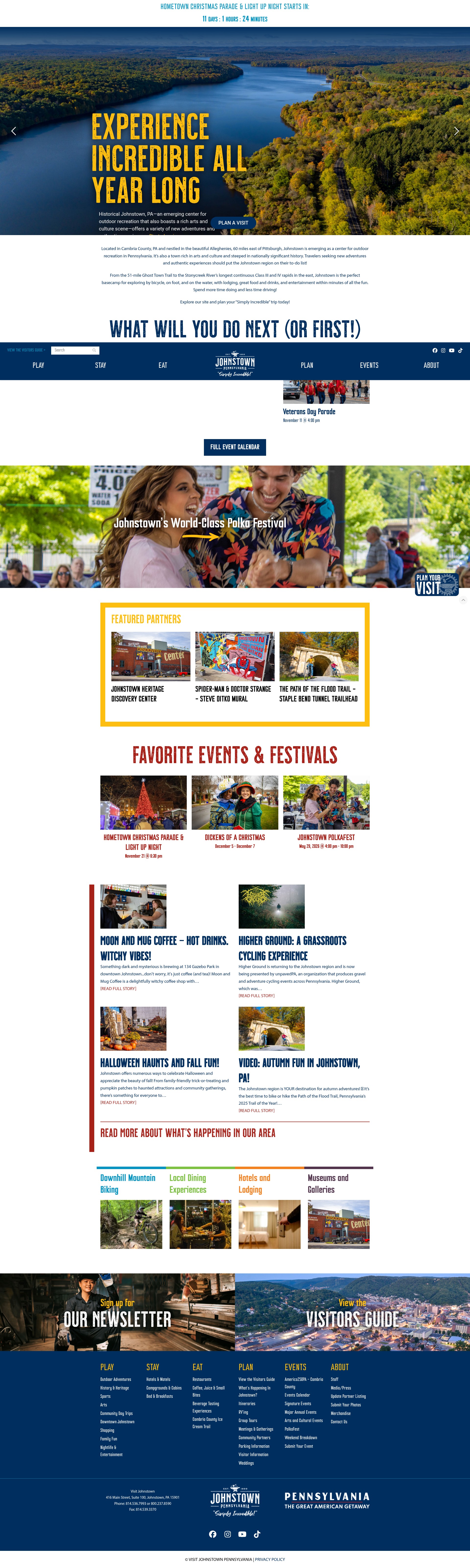 Screenshot of www.visitjohnstownpa.com