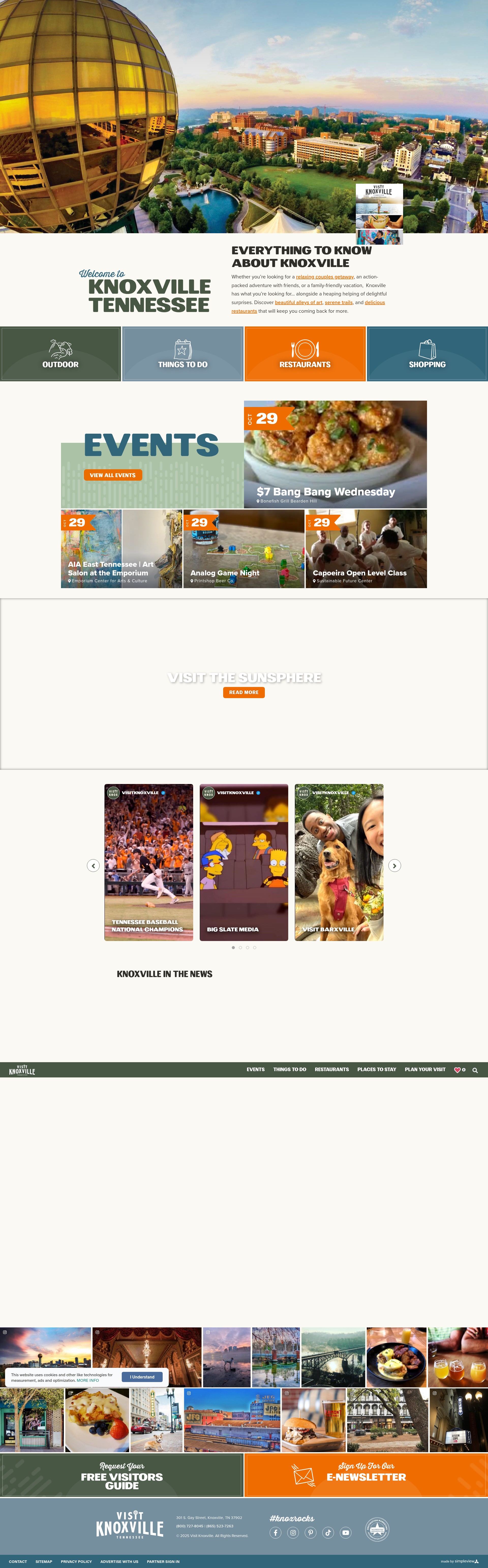 Screenshot of www.visitknoxville.com