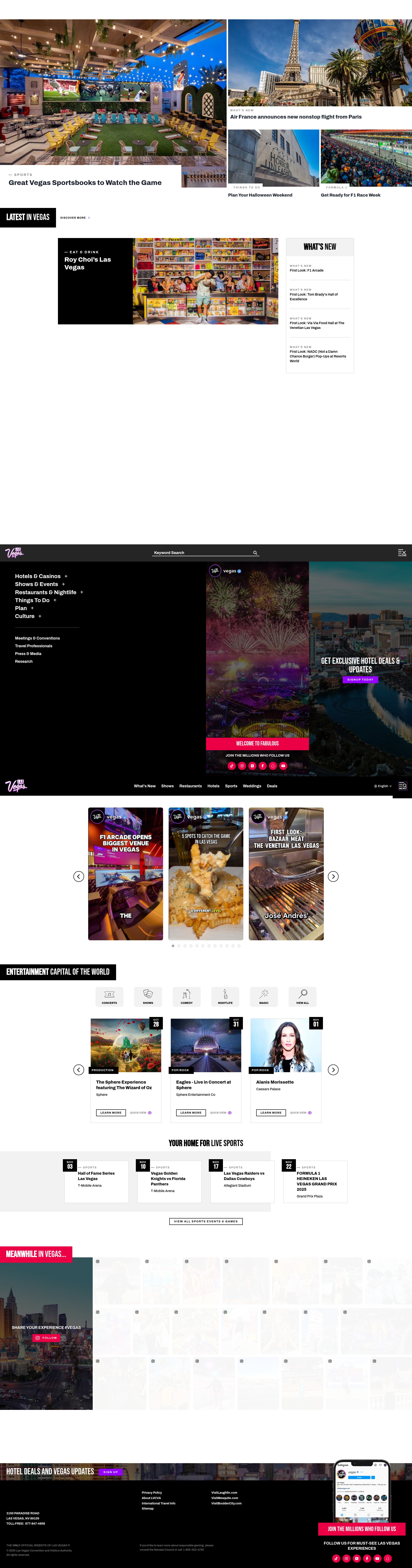 Screenshot of www.visitlasvegas.com