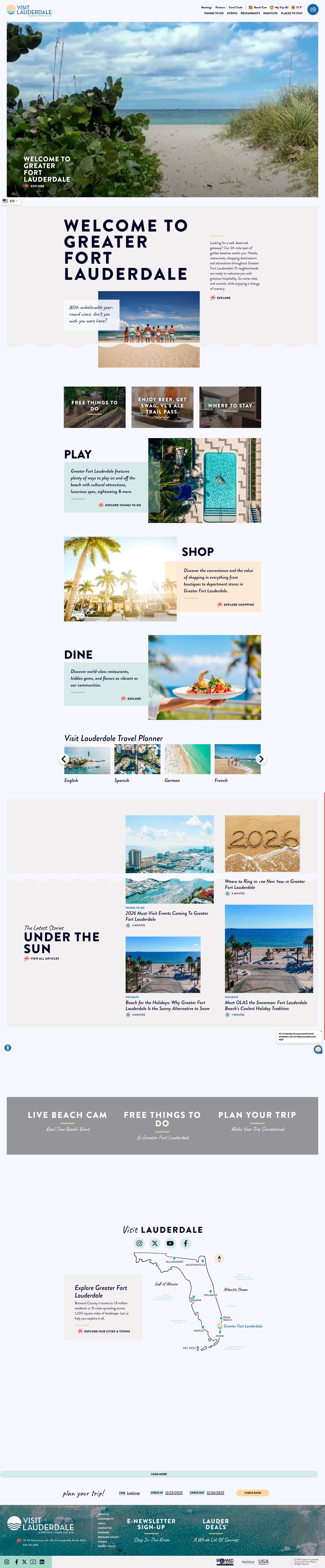 Screenshot of www.visitlauderdale.com
