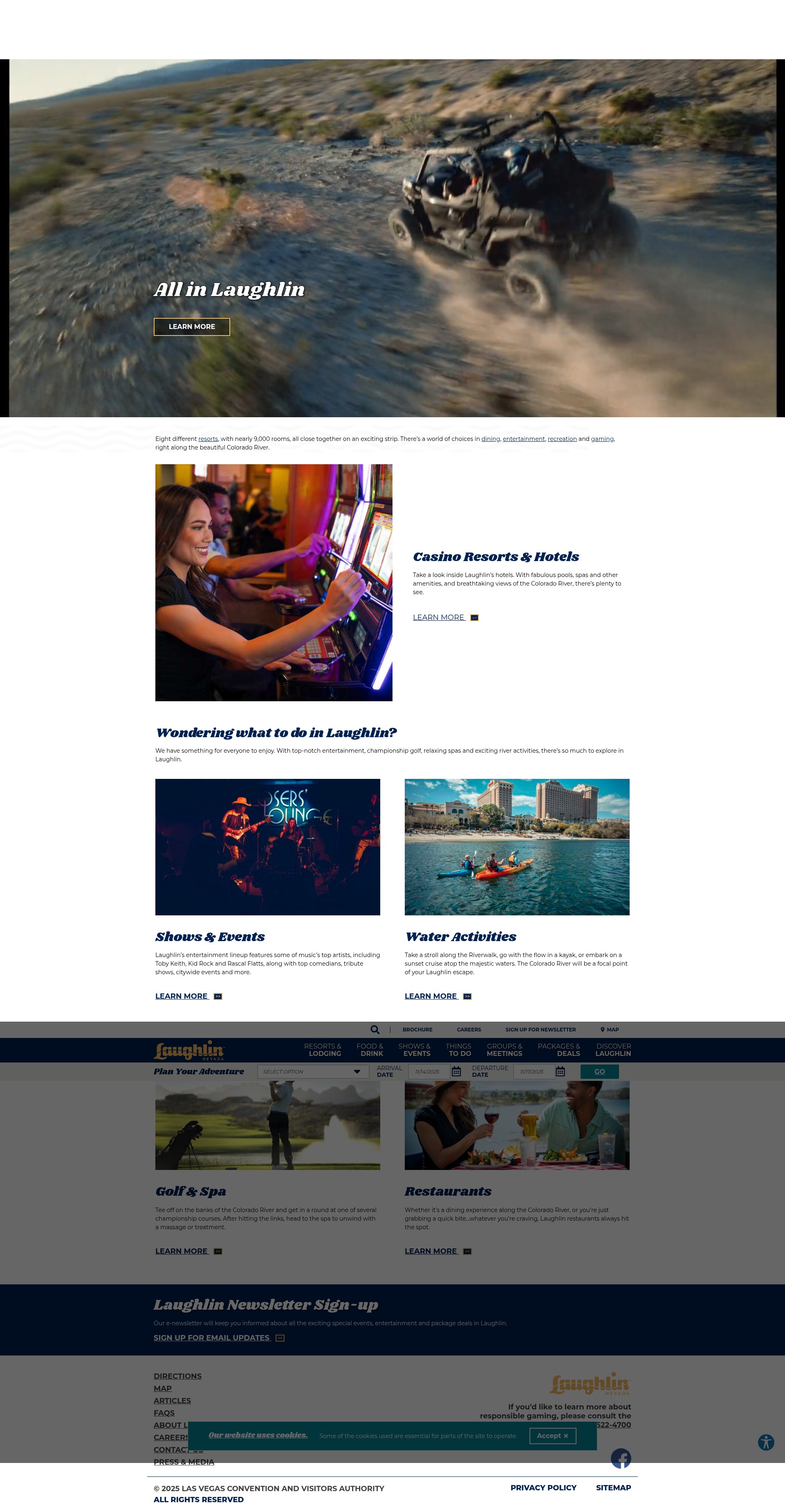 Screenshot of www.visitlaughlin.com