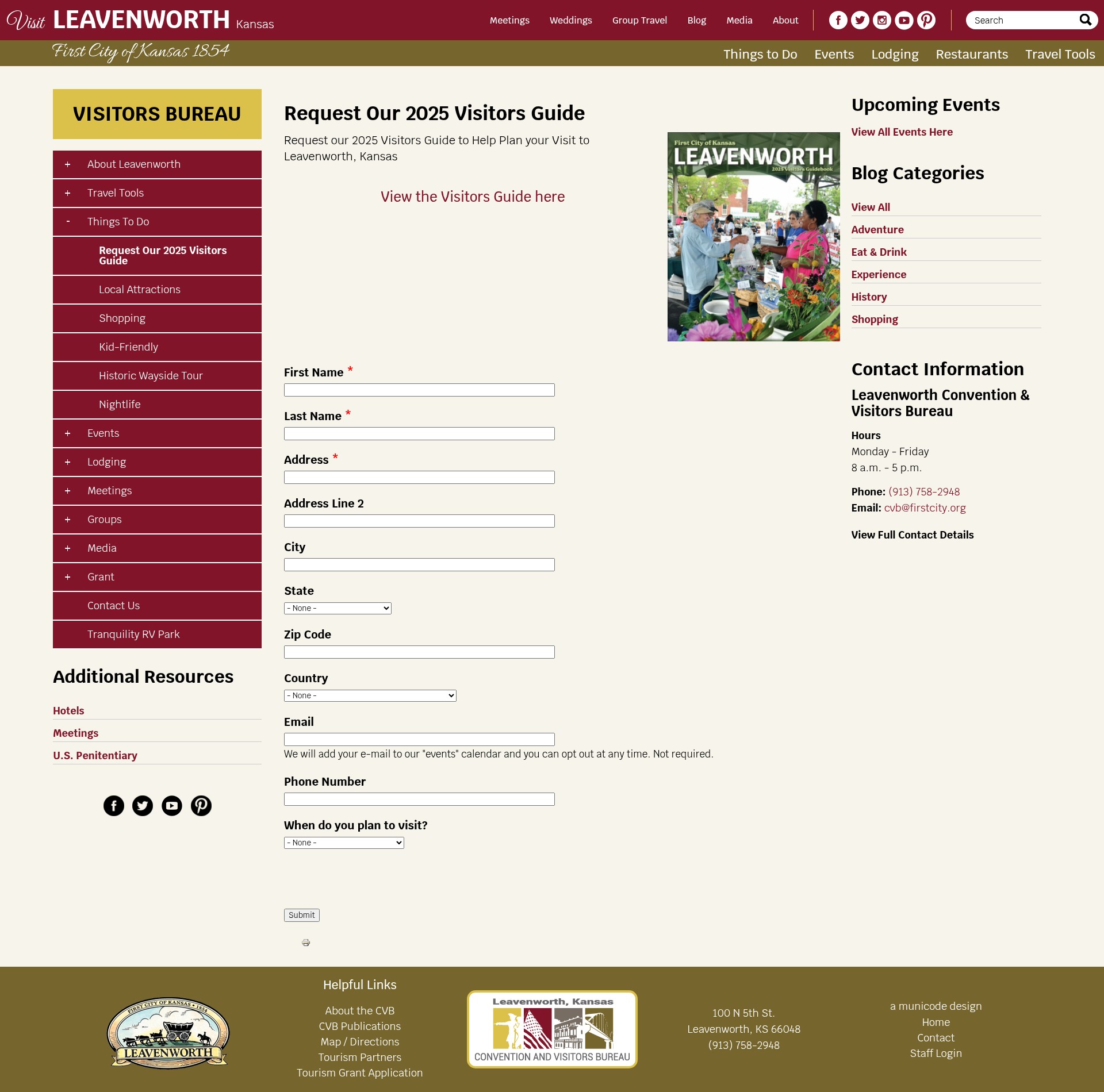 Screenshot of www.visitleavenworthks.com