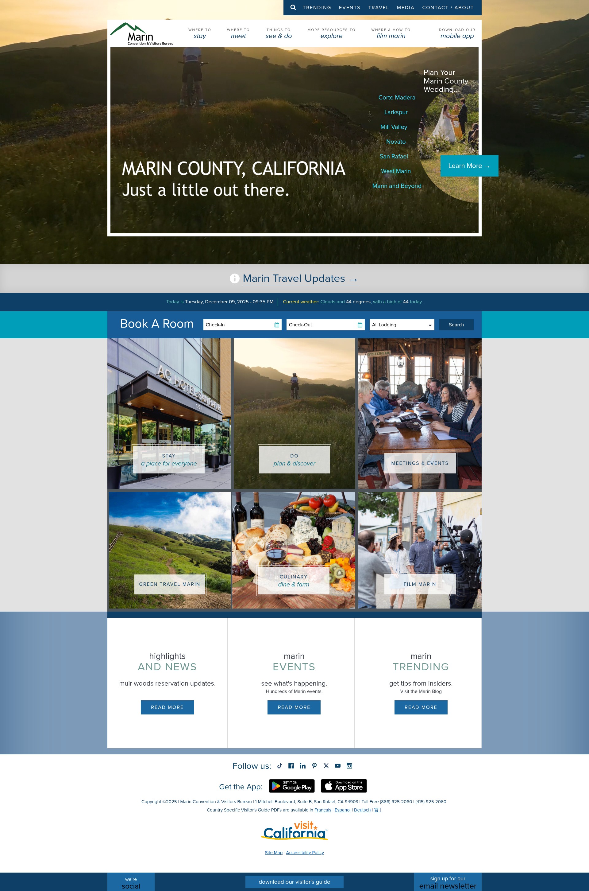 Screenshot of www.visitmarin.org