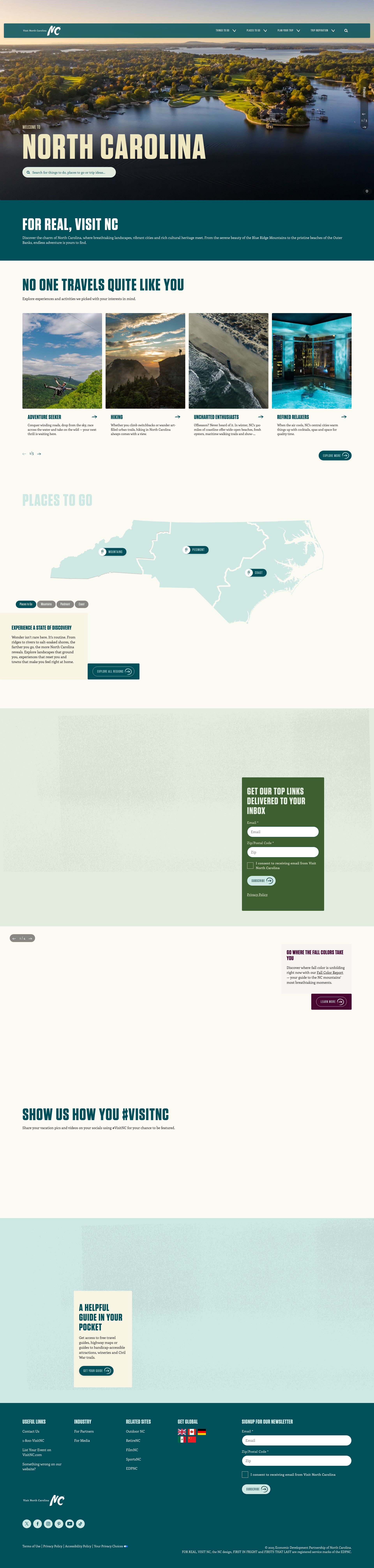 Screenshot of www.visitnc.com