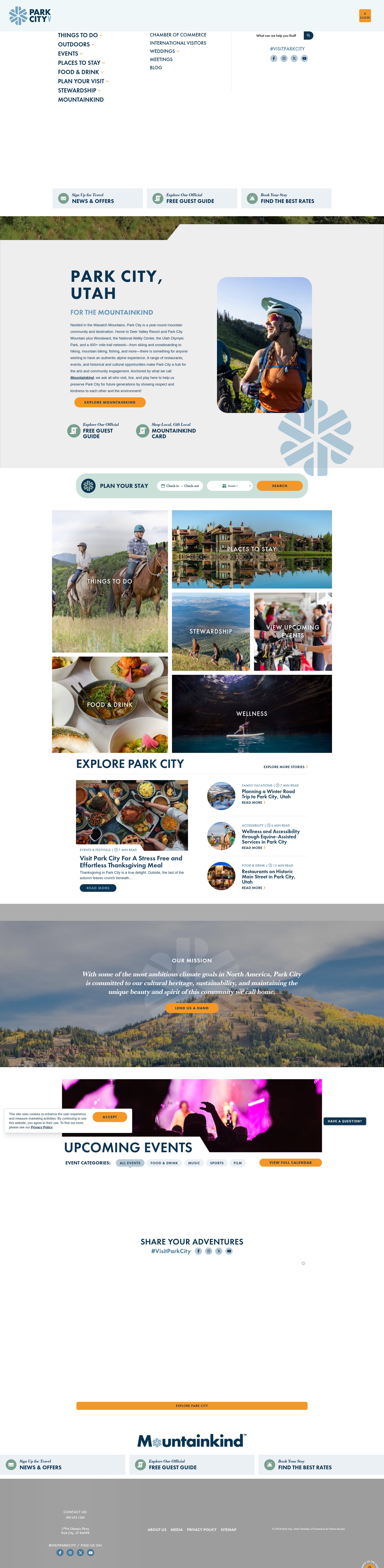 Screenshot of www.visitparkcity.com