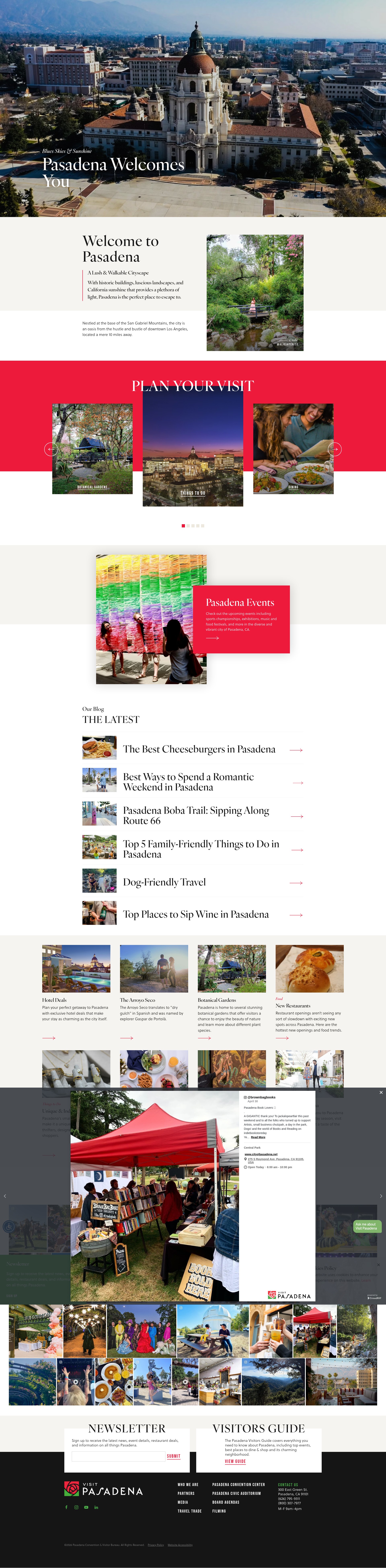 Screenshot of www.visitpasadena.com