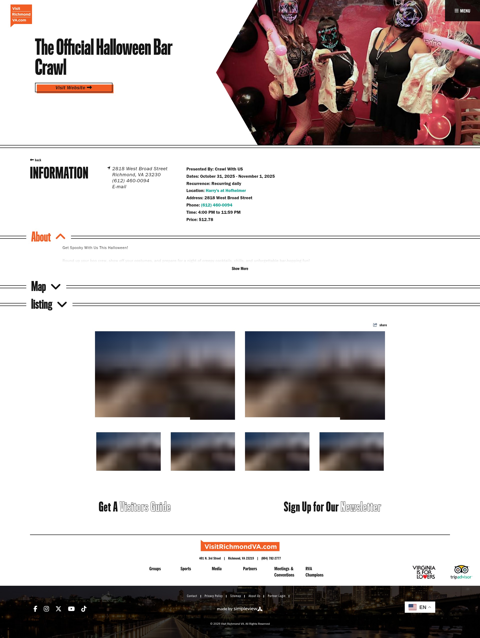 Screenshot of www.visitrichmondva.com