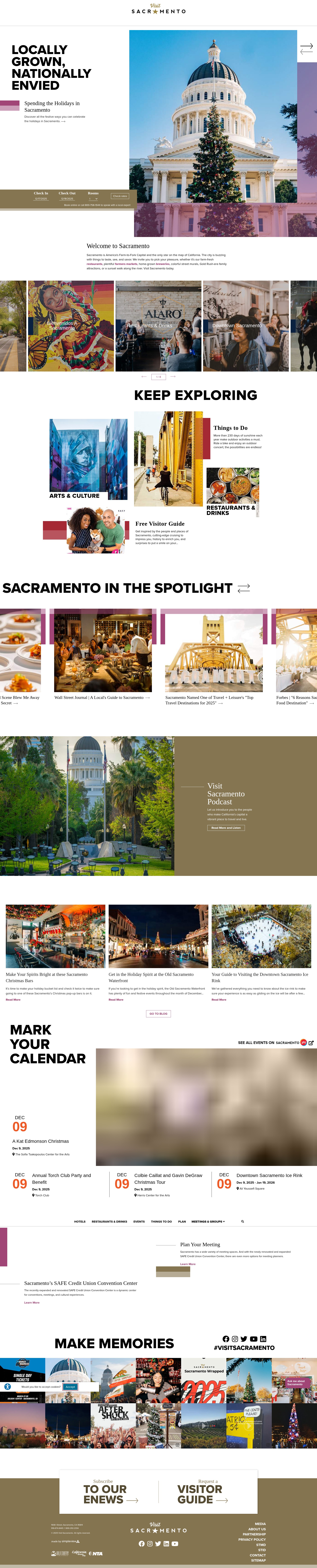 Screenshot of www.visitsacramento.com