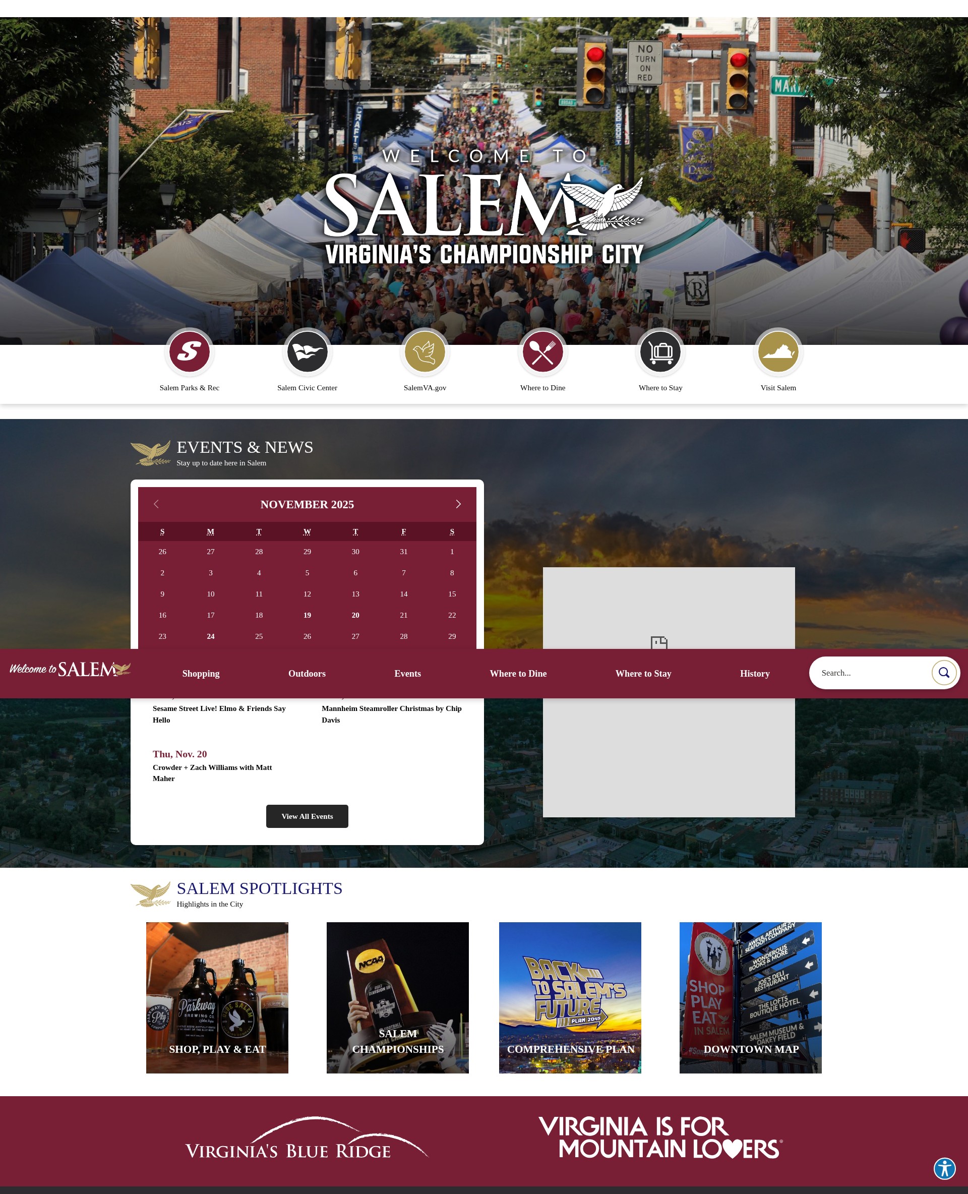 Screenshot of www.visitsalemva.com