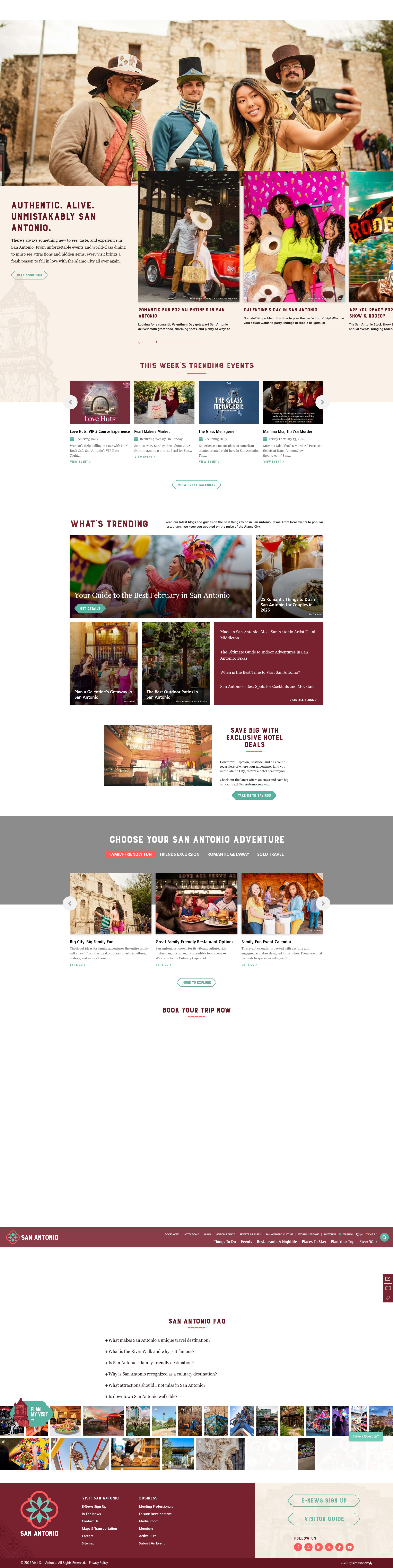 Screenshot of www.visitsanantonio.com