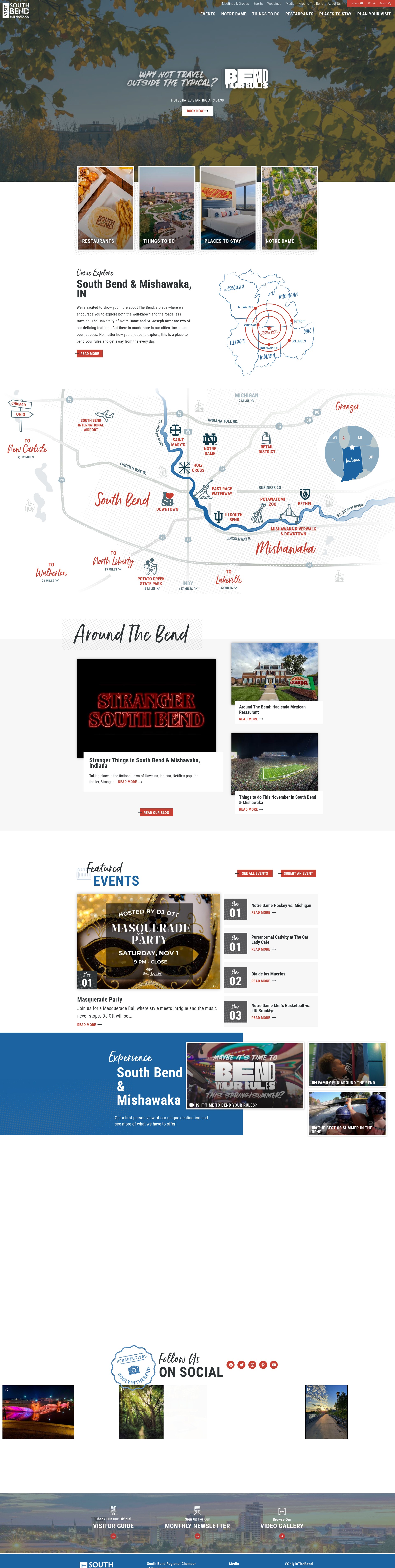Screenshot of www.visitsouthbend.com