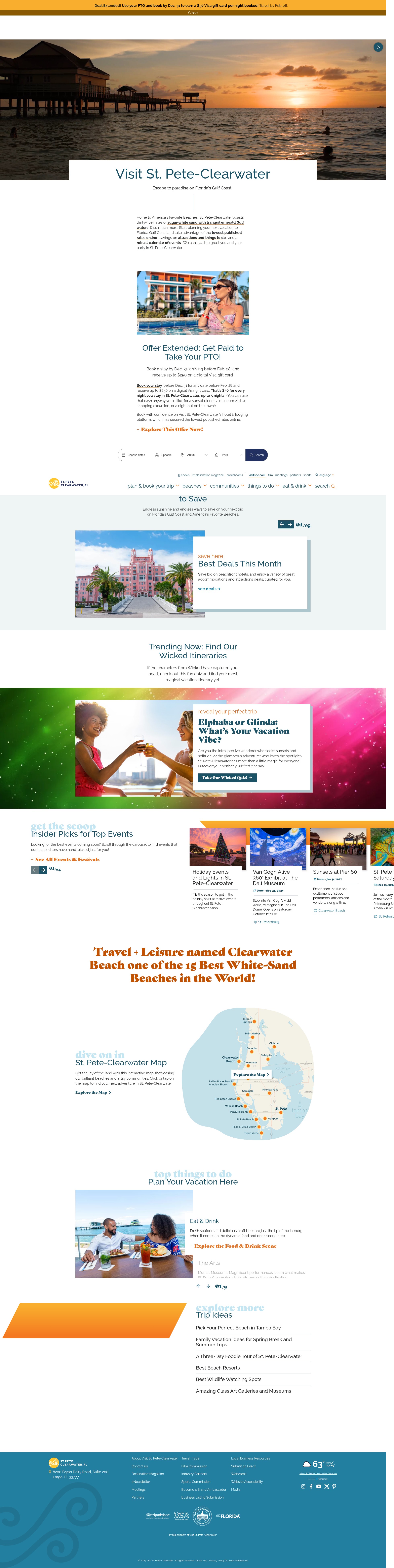 Screenshot of www.visitstpeteclearwater.com