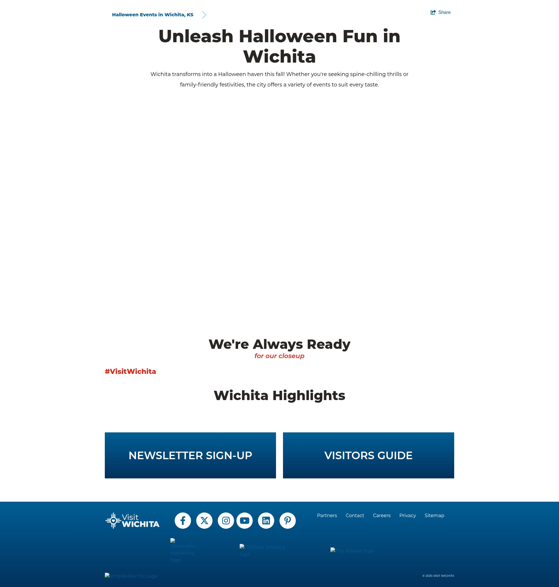 Screenshot of www.visitwichita.com