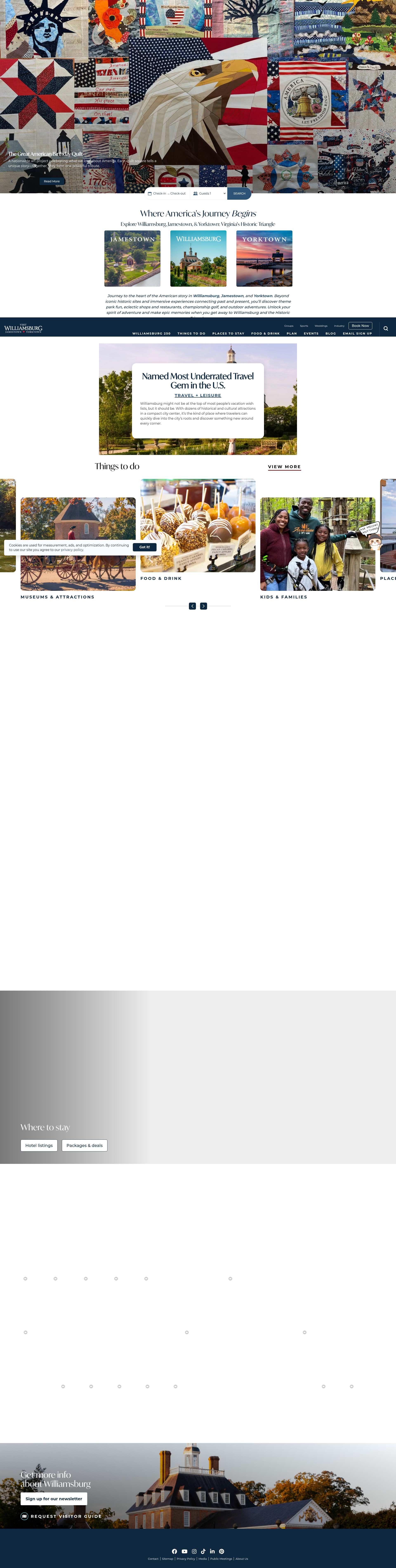 Screenshot of www.visitwilliamsburg.com