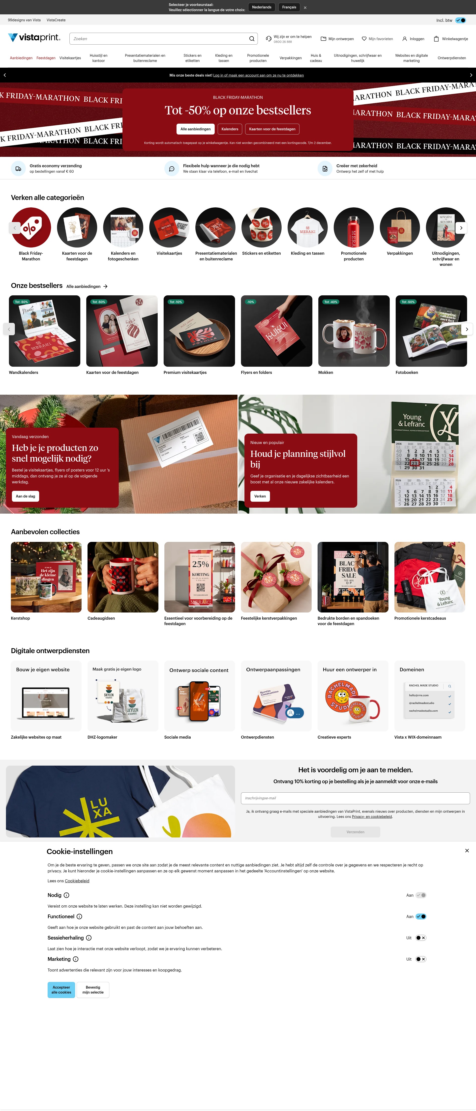 Screenshot of www.vistaprint.be
