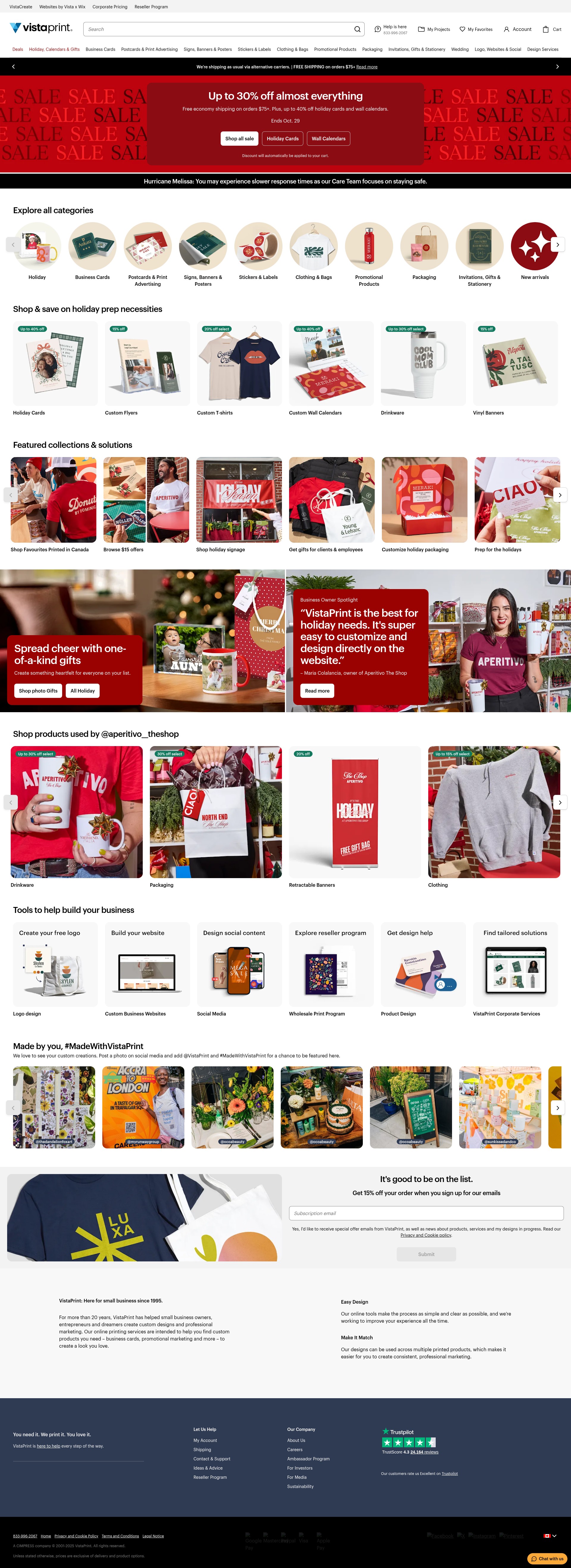 Screenshot of www.vistaprint.ca