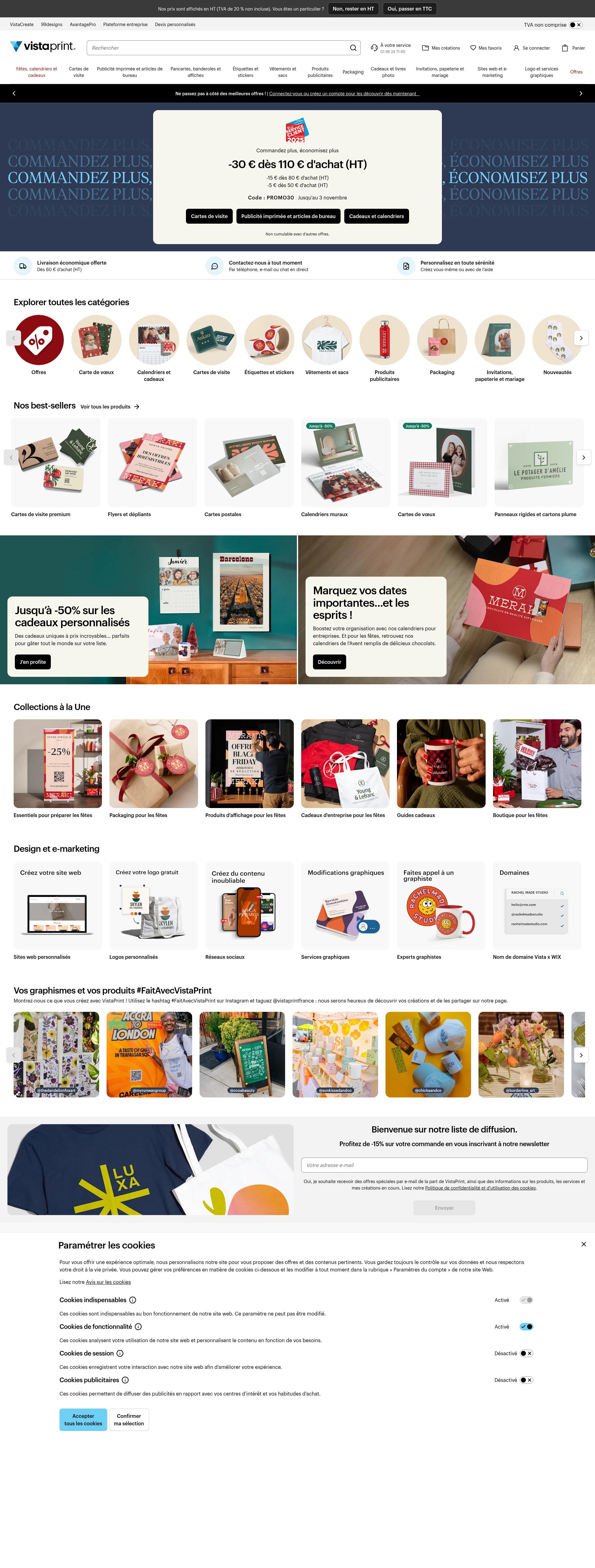 Screenshot of www.vistaprint.fr