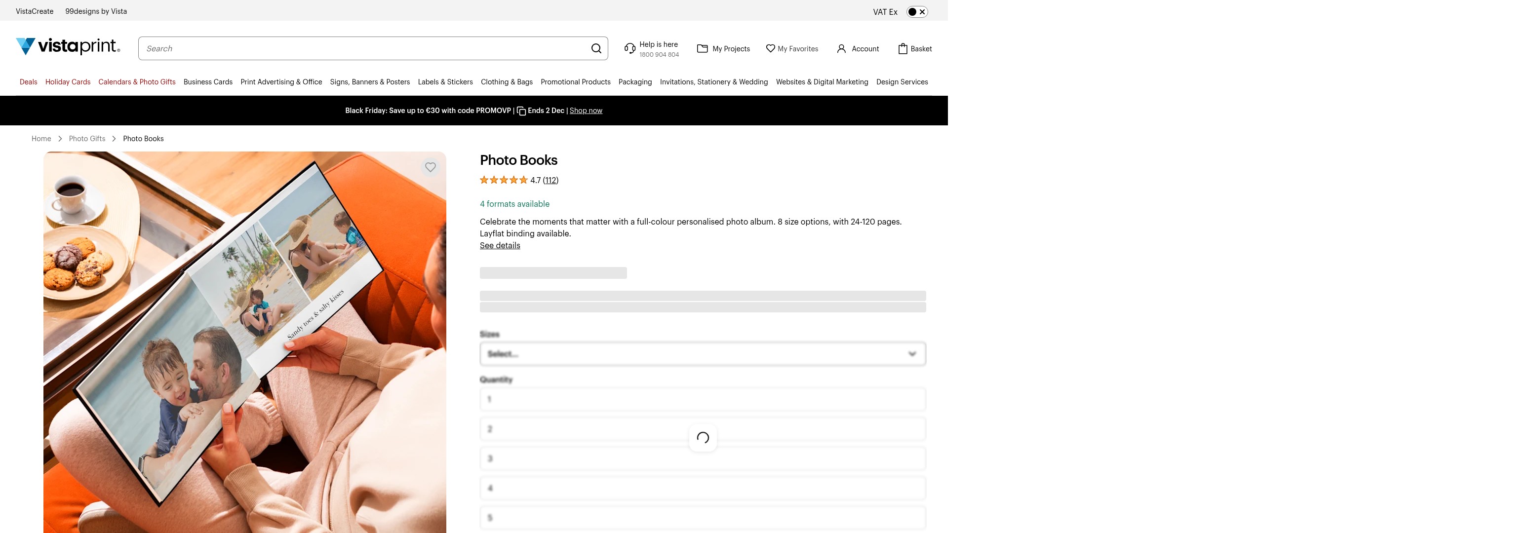 Screenshot of www.vistaprint.ie