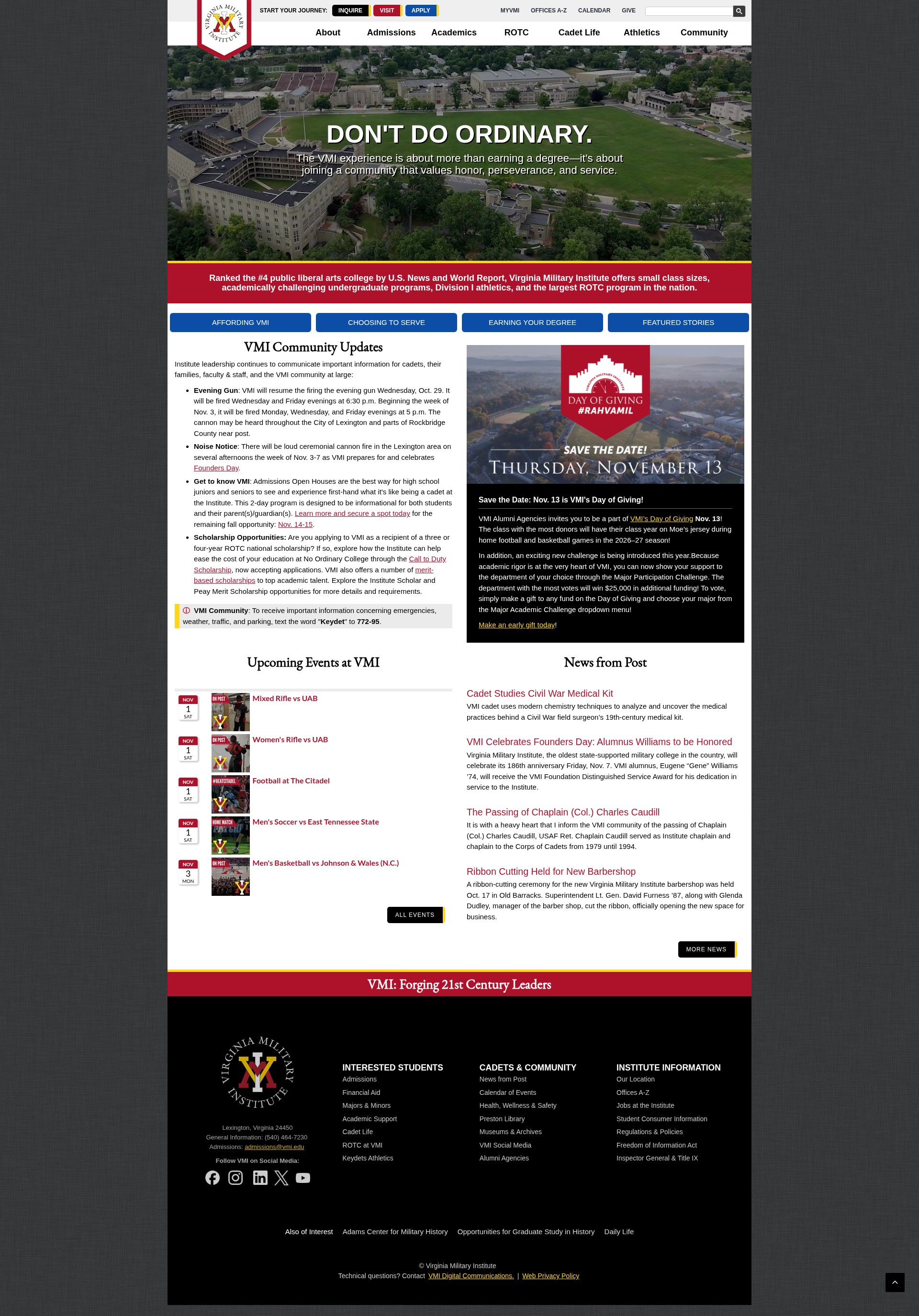 Screenshot of www.vmi.edu