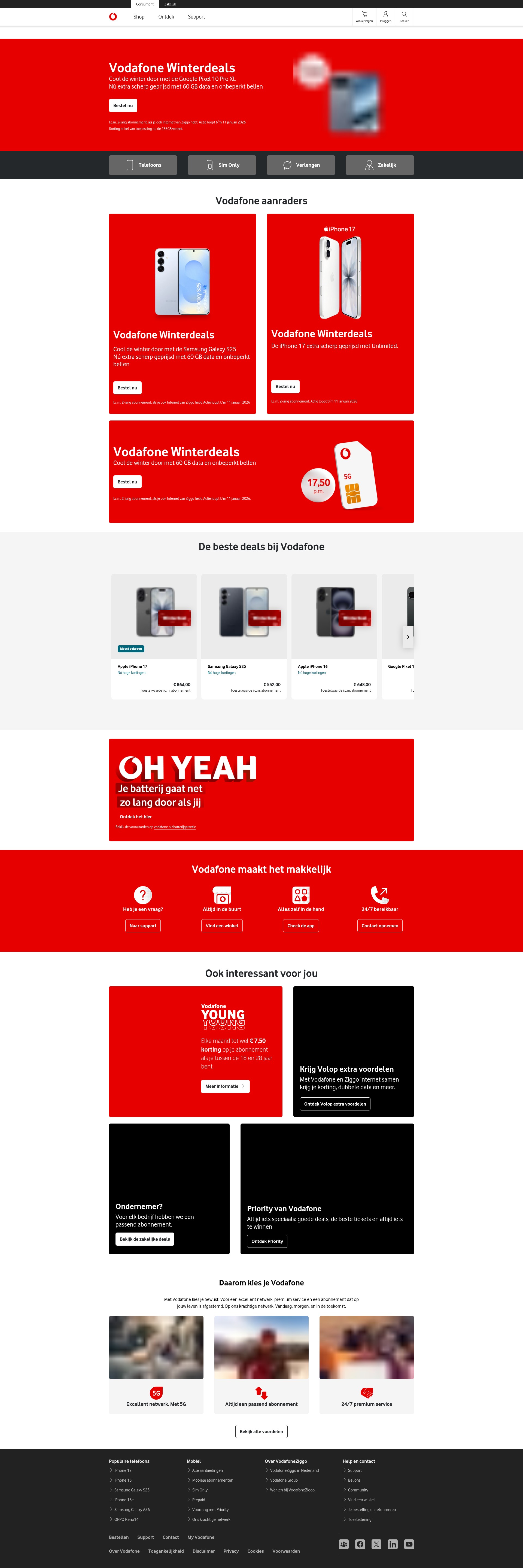 Screenshot of www.vodafone.nl