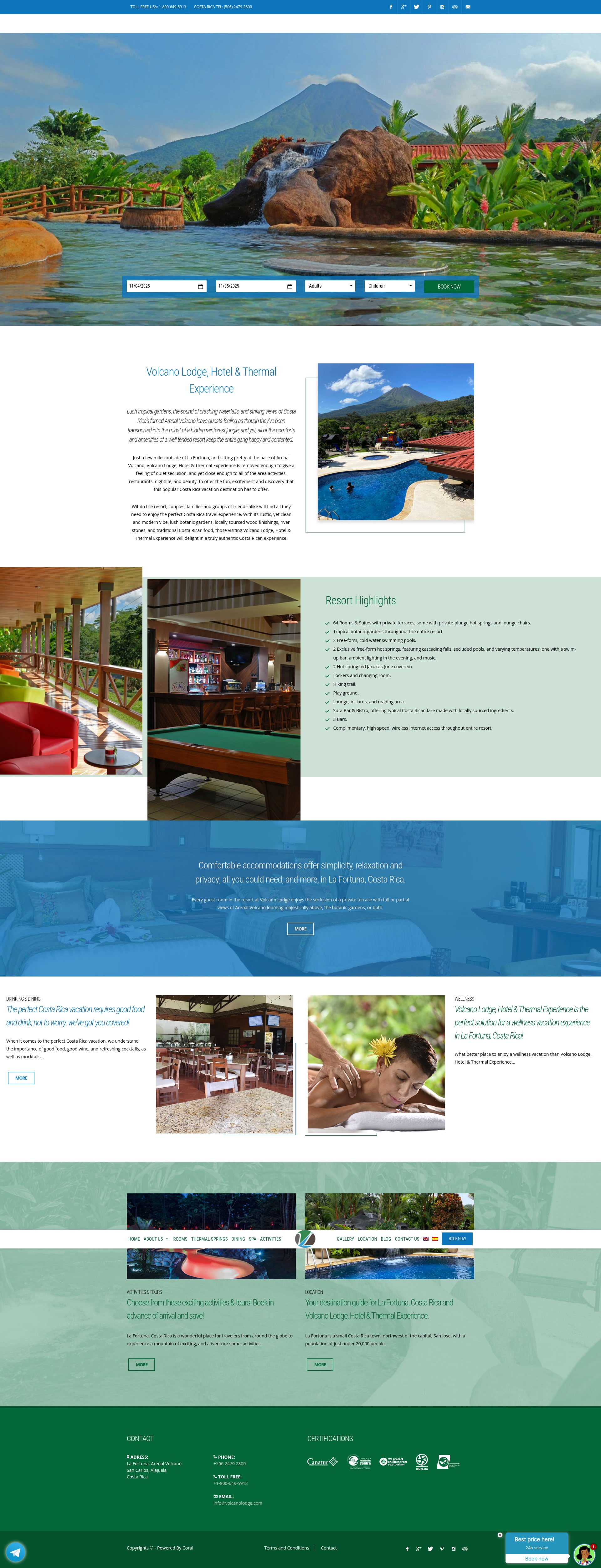 Screenshot of www.volcanolodge.com