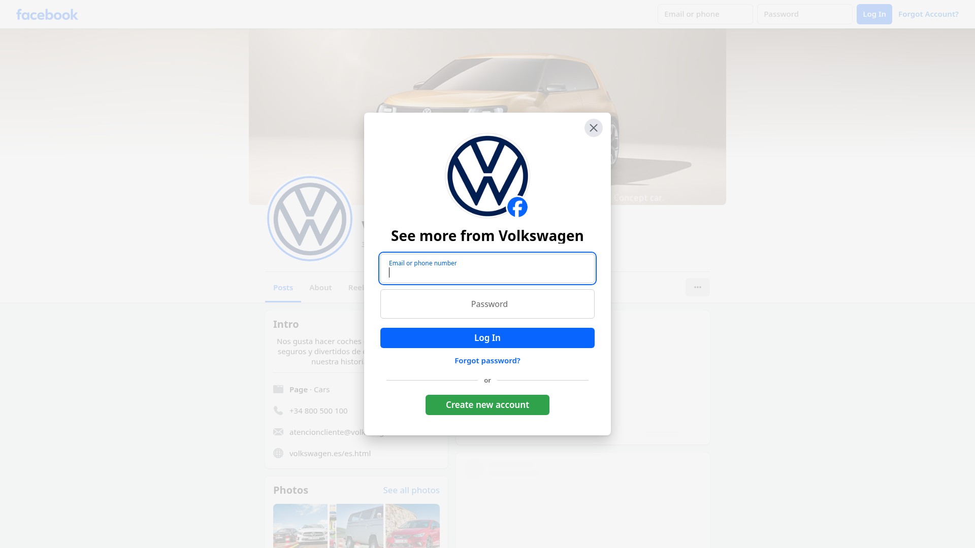 Screenshot of www.volkswagen.es
