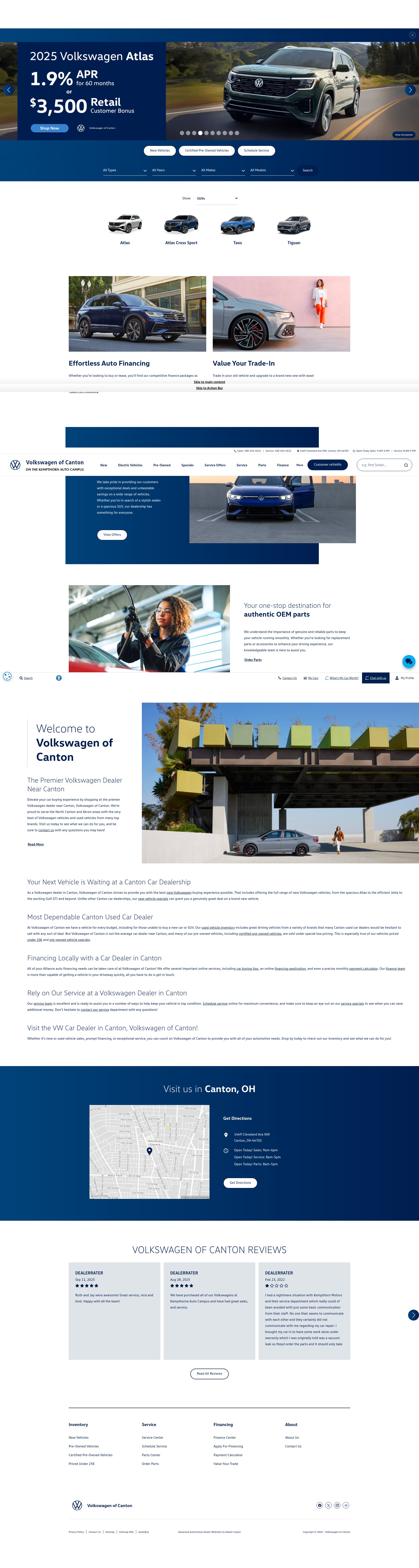 Screenshot of www.volkswagenofcanton.com