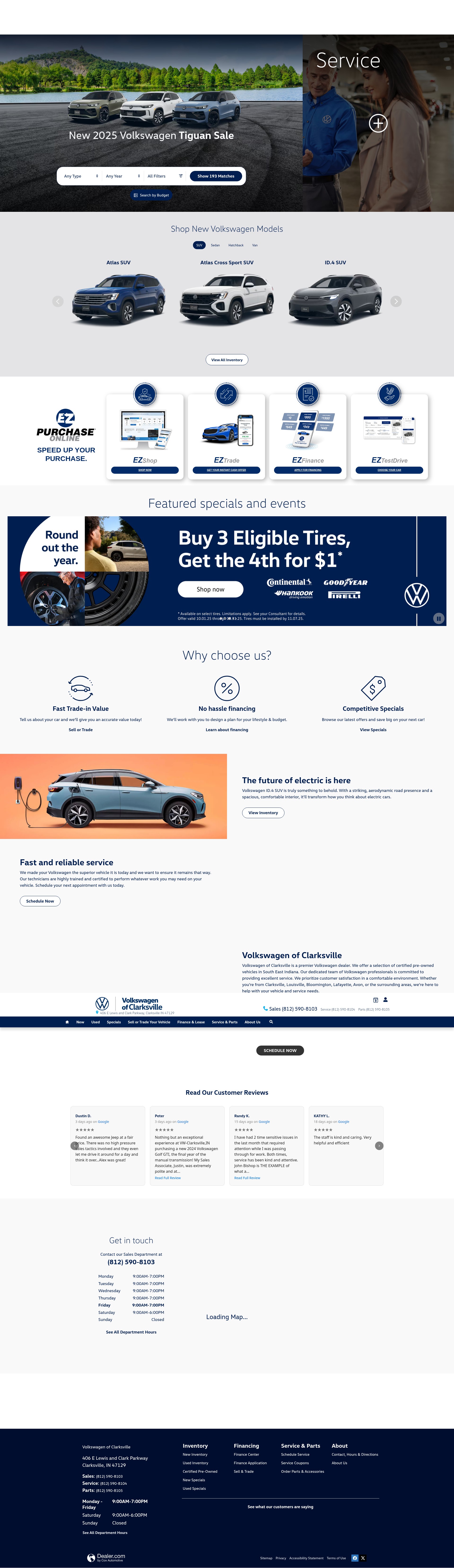 Screenshot of www.volkswagenofclarksville.com