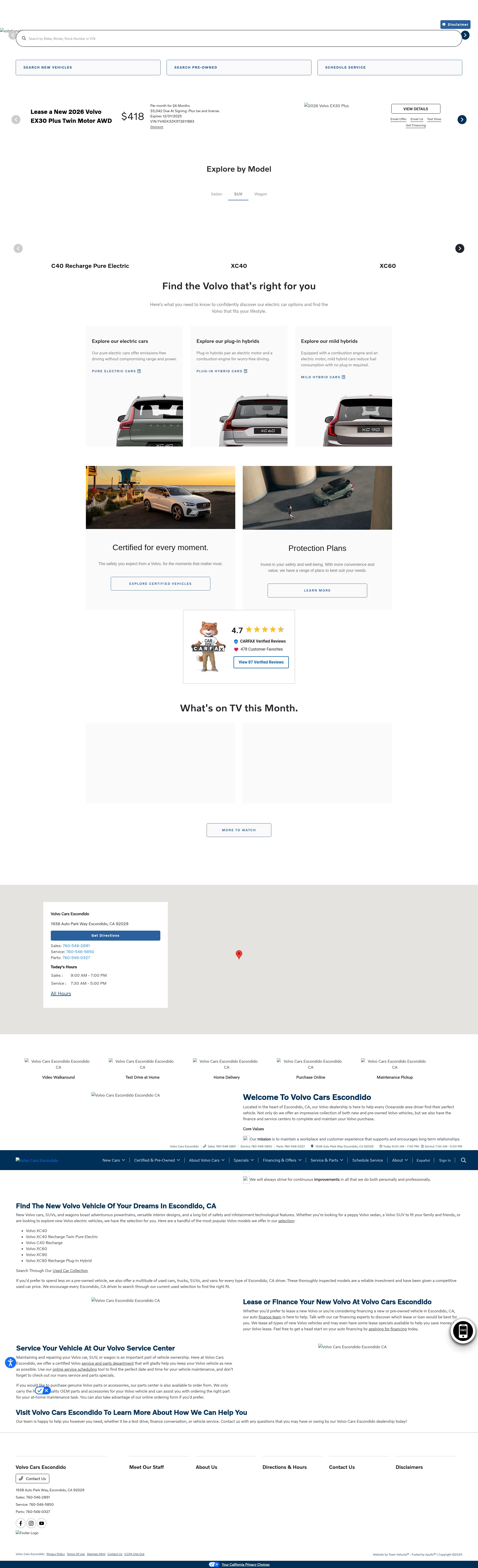 Screenshot of www.volvocarsescondido.com