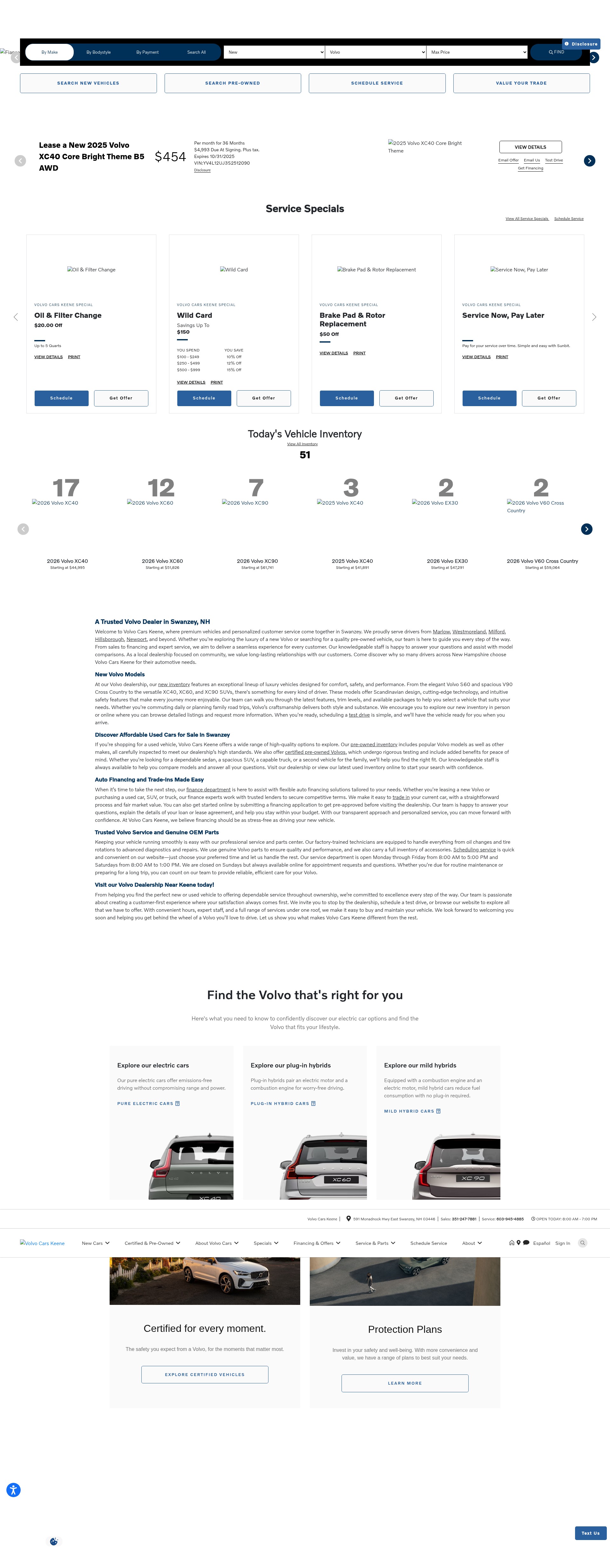 Screenshot of www.volvocarskeene.com