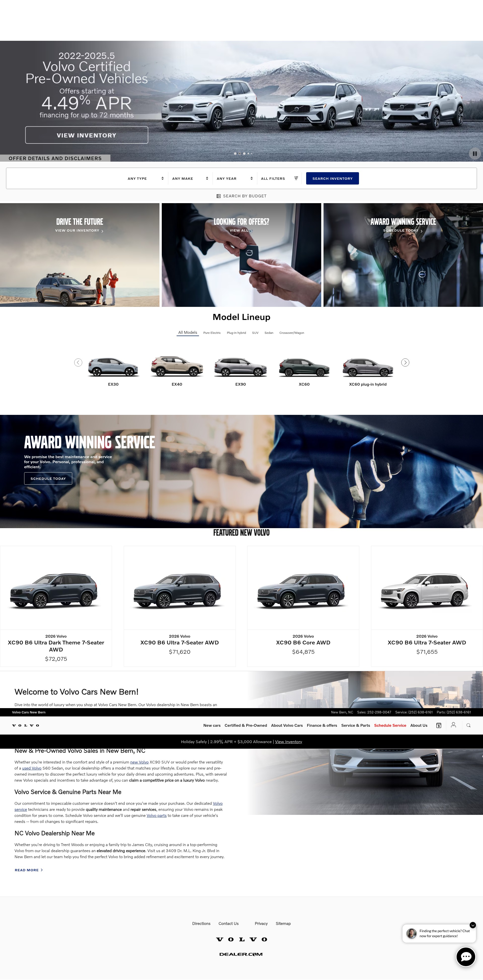 Screenshot of www.volvocarsnewbern.com