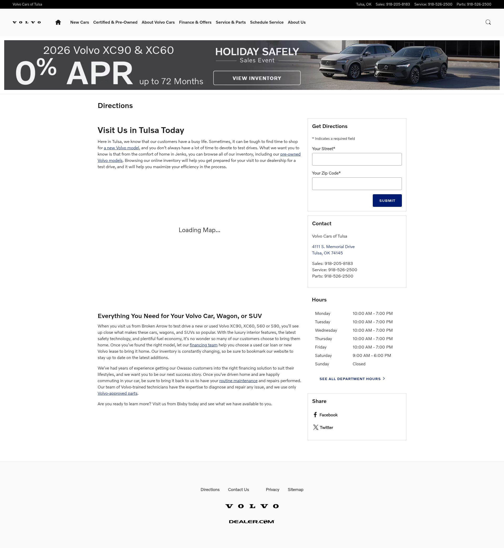 Screenshot of www.volvocarsoftulsa.com