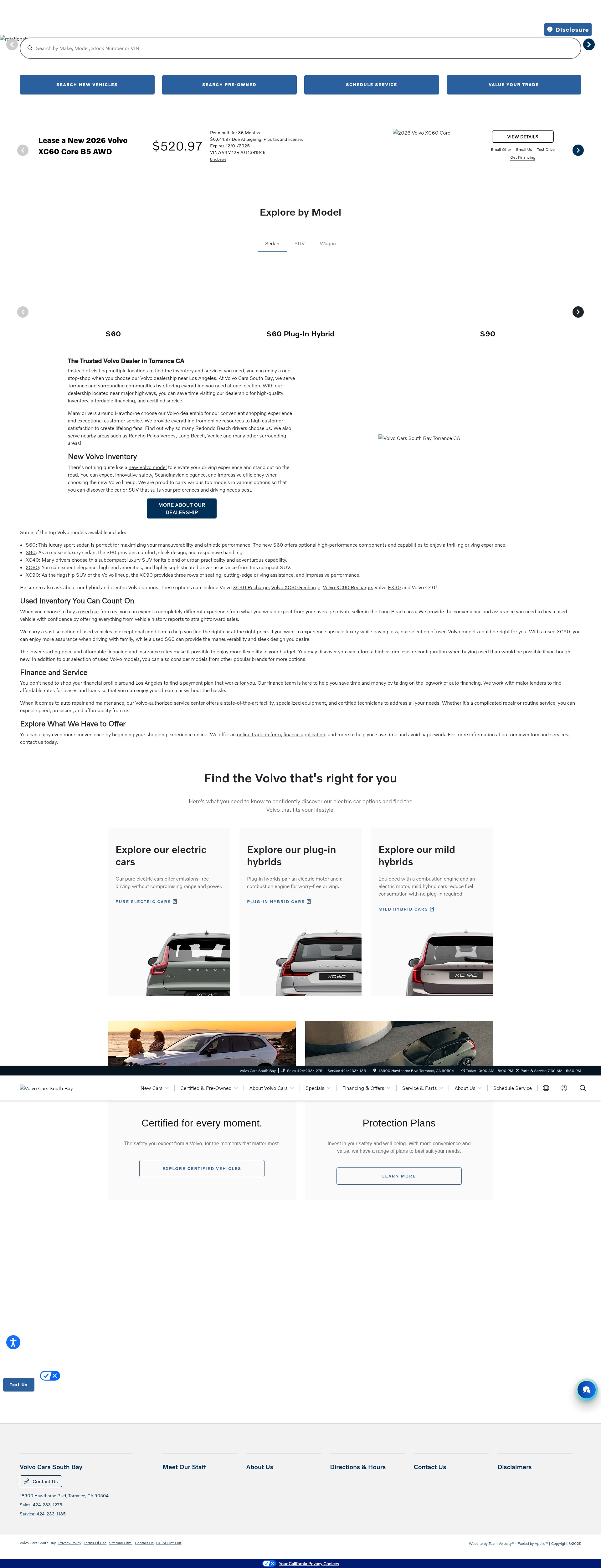 Screenshot of www.volvocarssouthbay.com