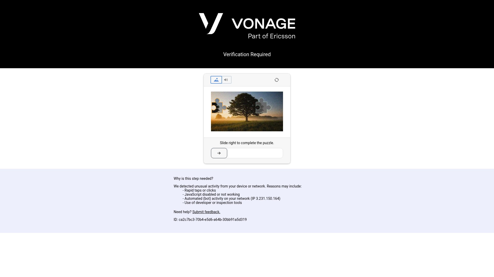 Screenshot of www.vonage.com