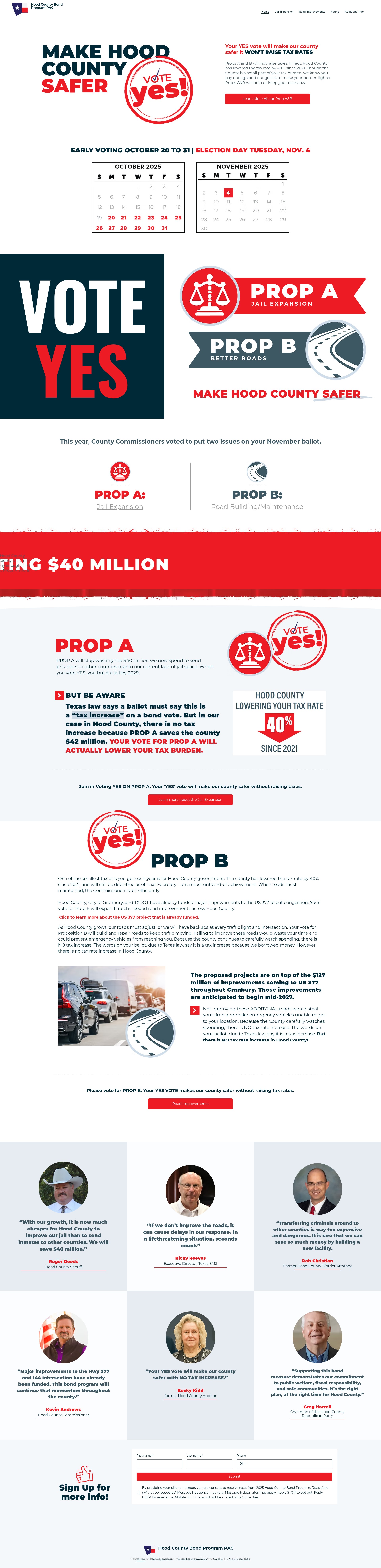 Screenshot of www.voteyeshoodcounty.com