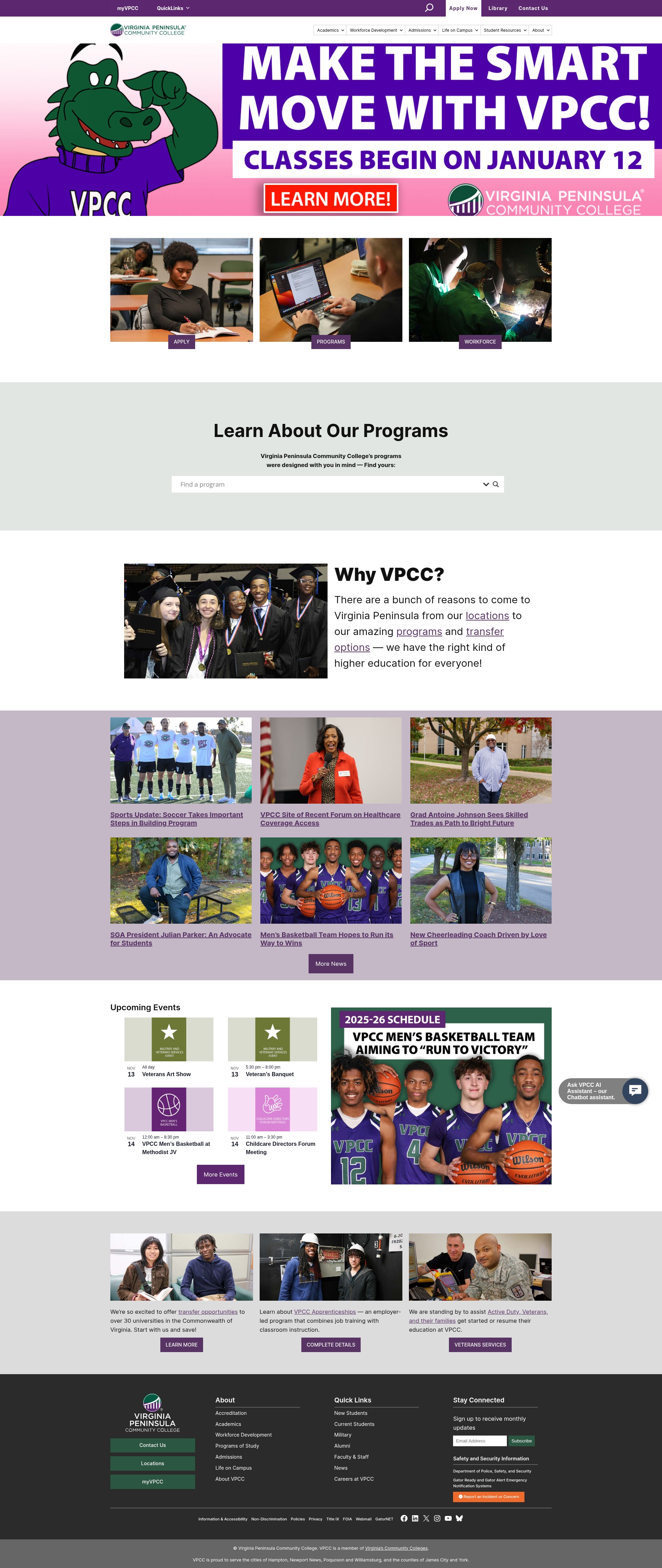 Screenshot of www.vpcc.edu
