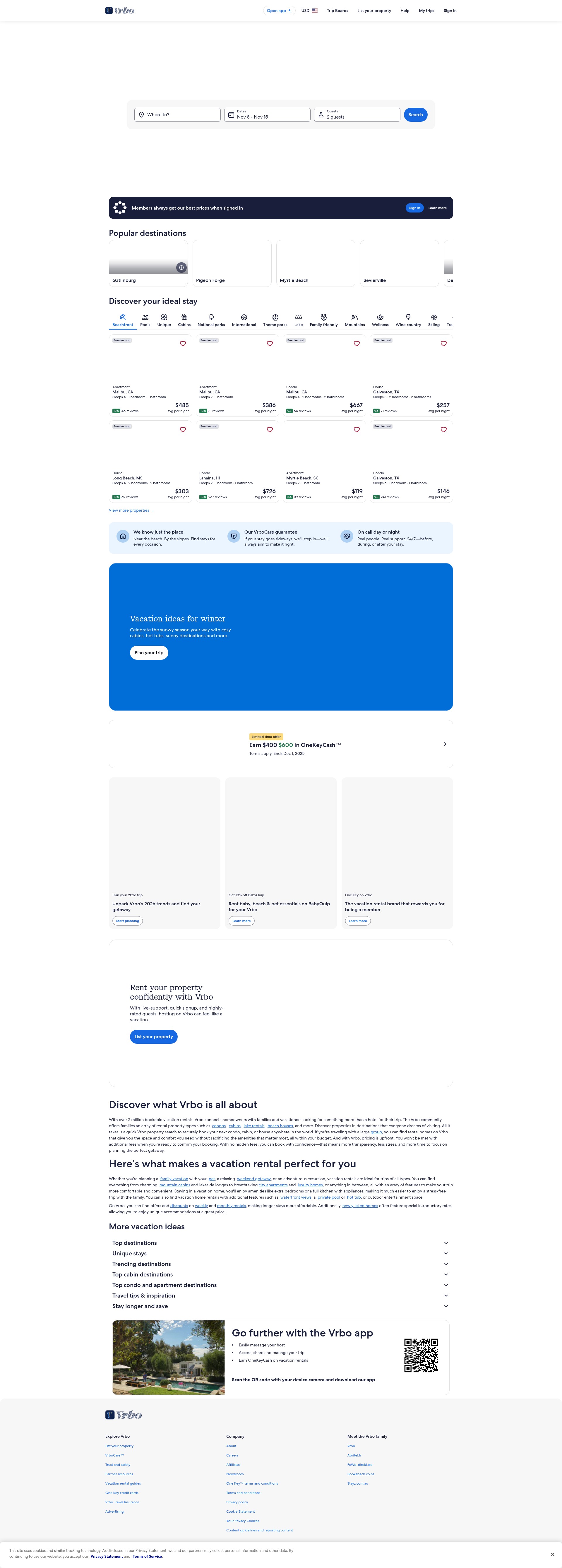 Screenshot of www.vrbo.com