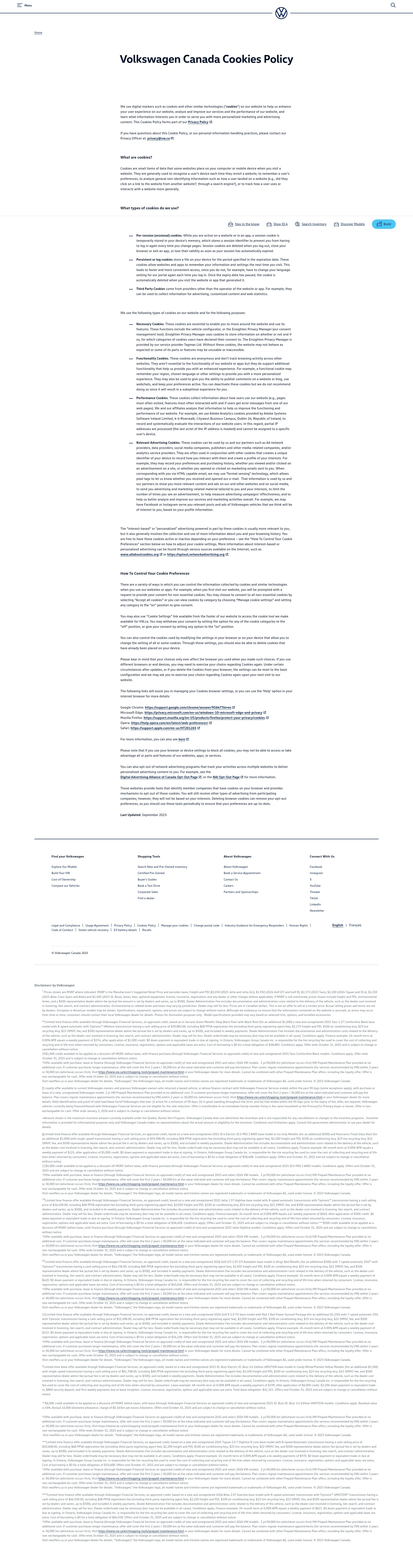 Screenshot of www.vw.ca