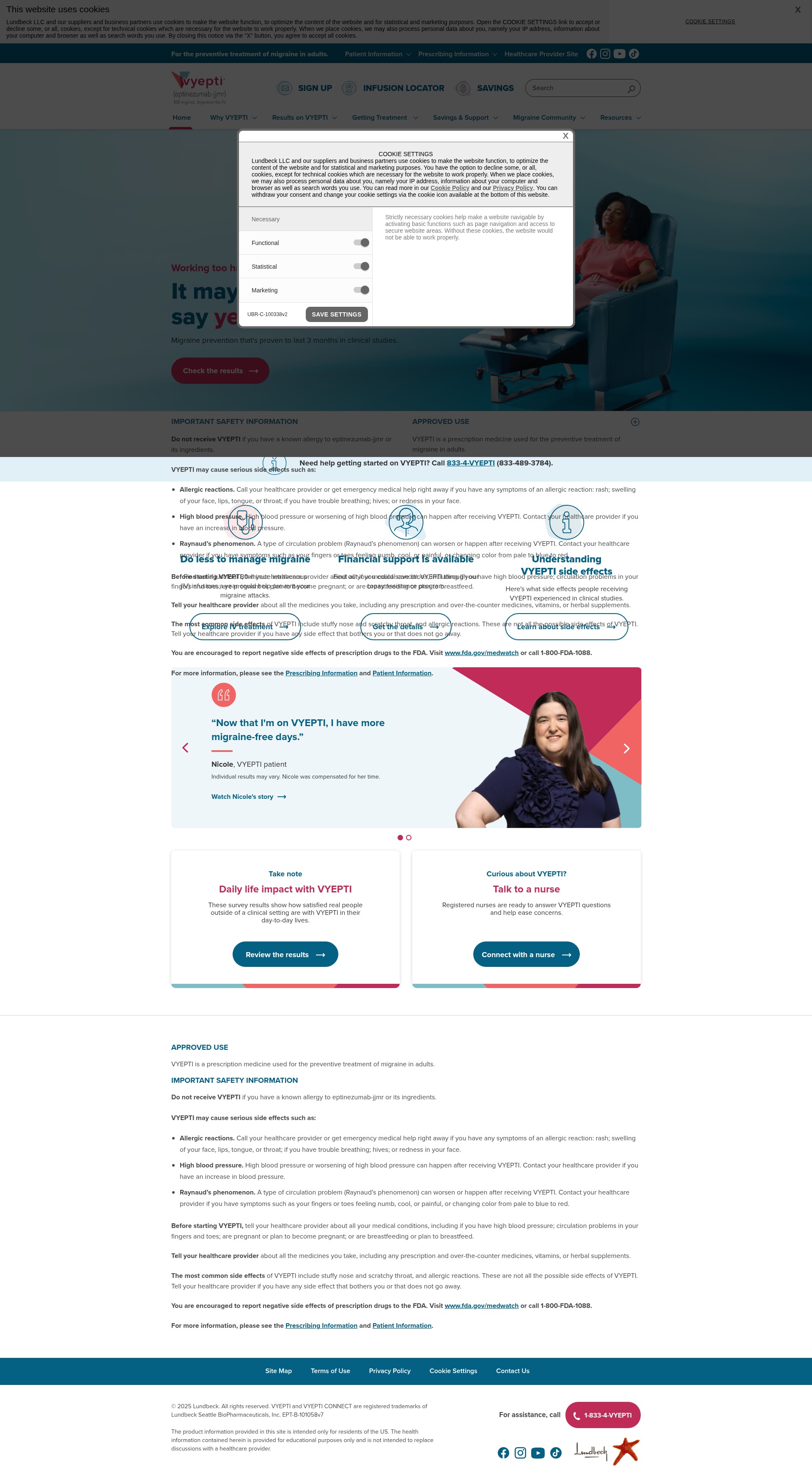 Screenshot of www.vyepti.com