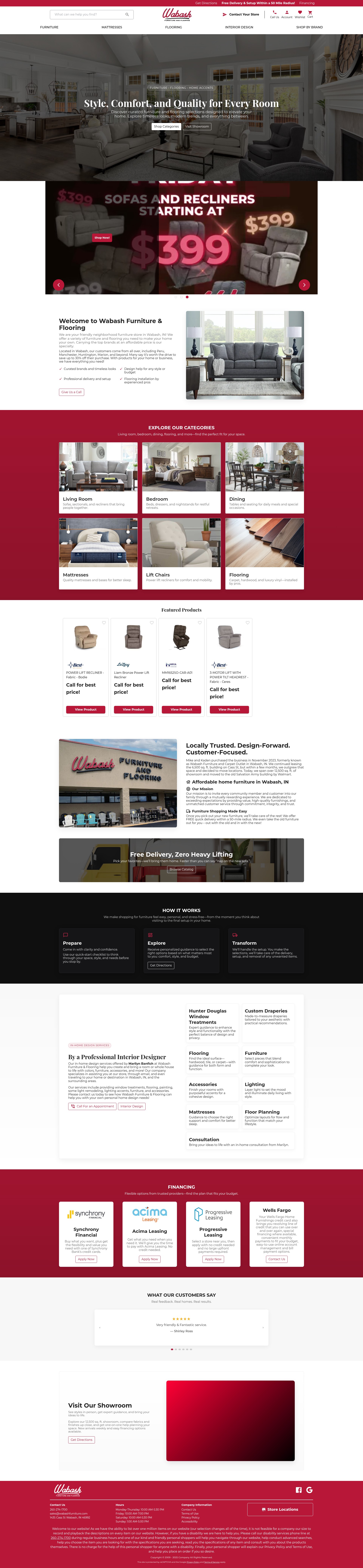 Screenshot of www.wabashfurniture.com