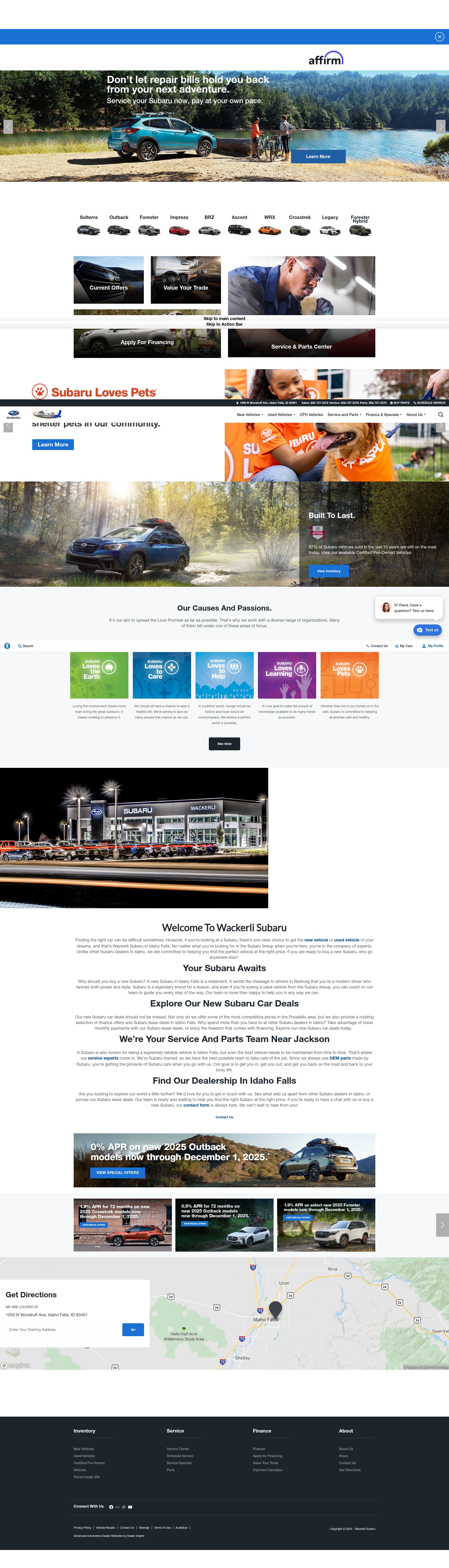 Screenshot of www.wackerlisubaru.com
