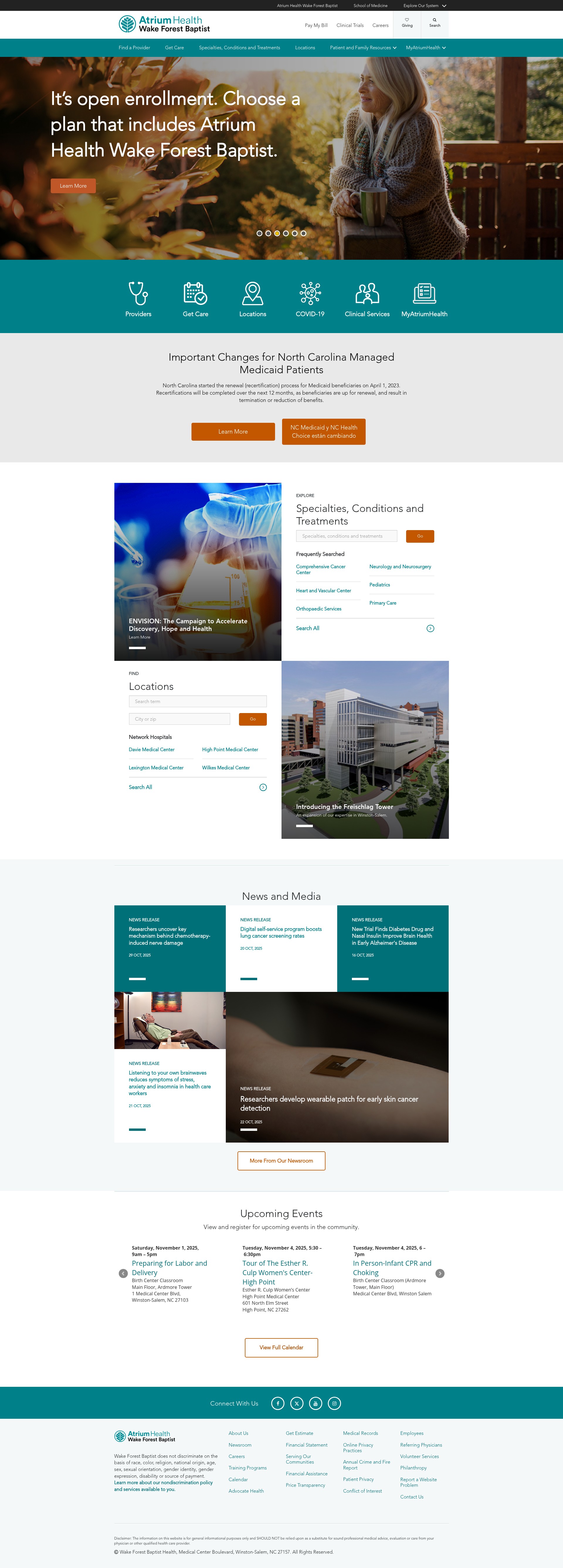 Screenshot of www.wakehealth.edu