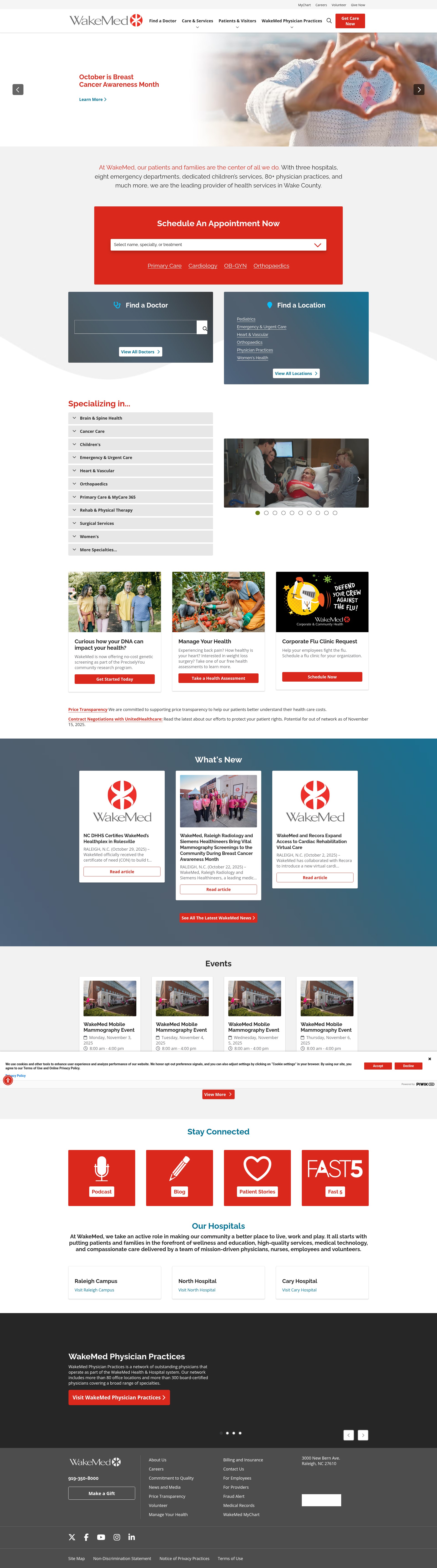 Screenshot of www.wakemed.org