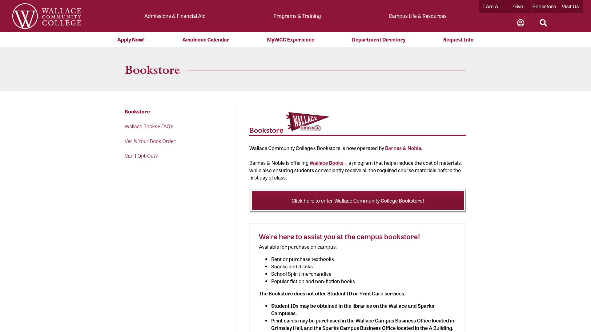 Screenshot of www.wallace.edu