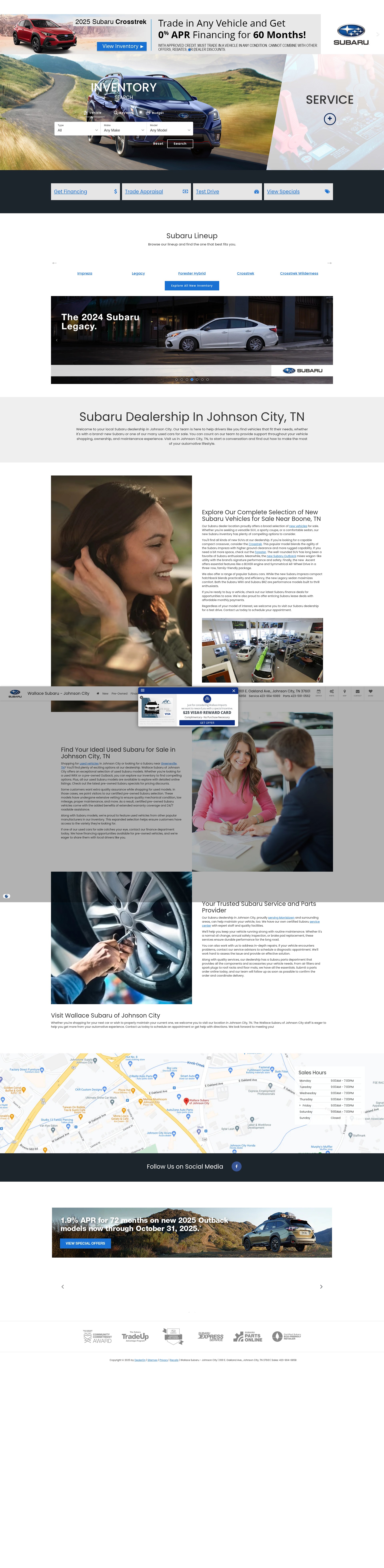 Screenshot of www.wallacesubarujohnsoncity.com