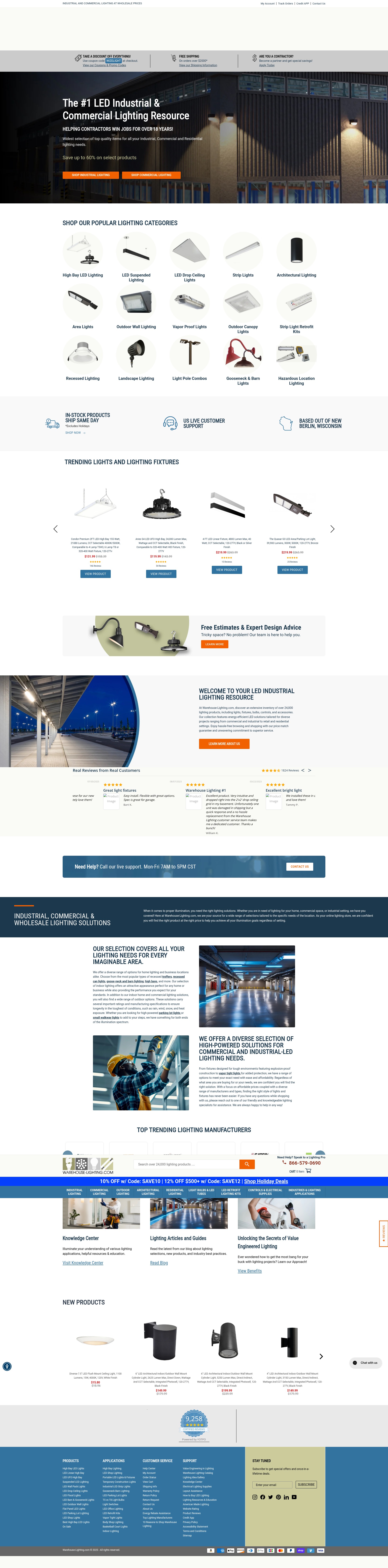 Screenshot of www.warehouse-lighting.com