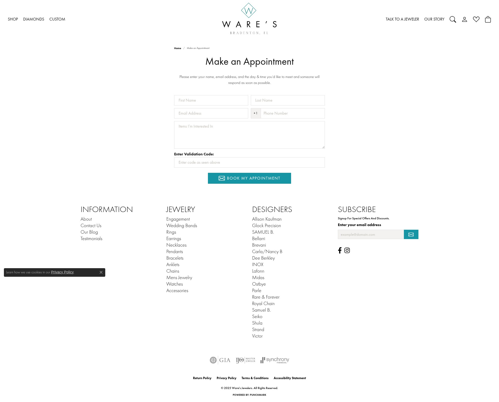 Screenshot of www.waresjewelers.com